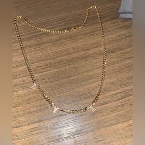 14k yellow gold custom made J.Y.I Diamond initial Cuban link chain necklace